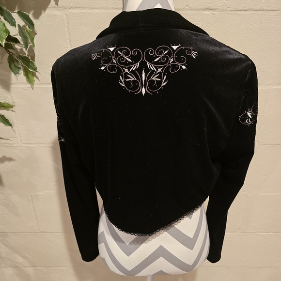 Coldwater Creek Embroidered Black Velvet Bolero Jacket Size 8. 011050426 - Picture 5 of 12